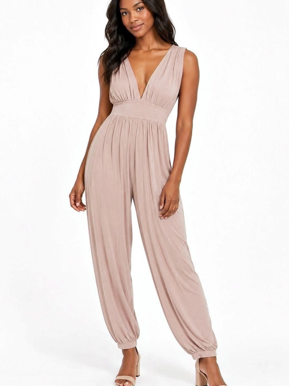 silence + noise Pleated Jumpsuit in Light Rose Blush Pink Size Medium